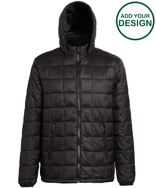 Box quilt hooded jacket