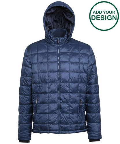 Box quilt hooded jacket