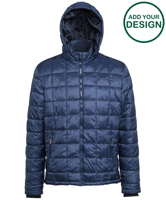 Box quilt hooded jacket