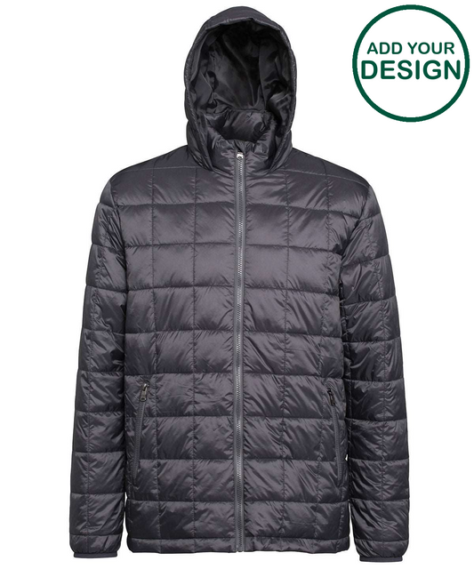 Box quilt hooded jacket