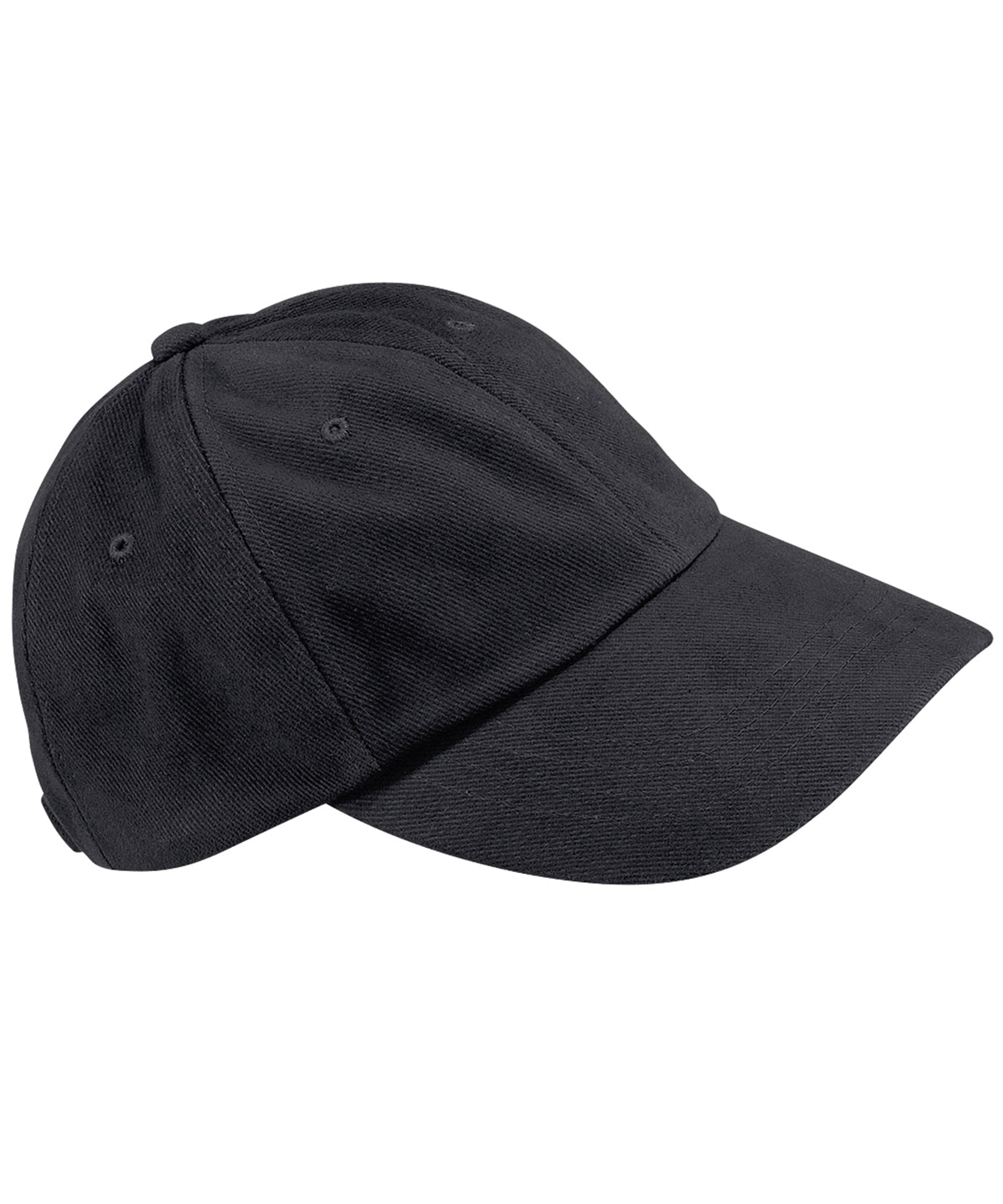 Beechfield – Flache Kappe aus schwerer gebürsteter Baumwolle – Schwarz – Fügen Sie Ihr Design/Logo hinzu