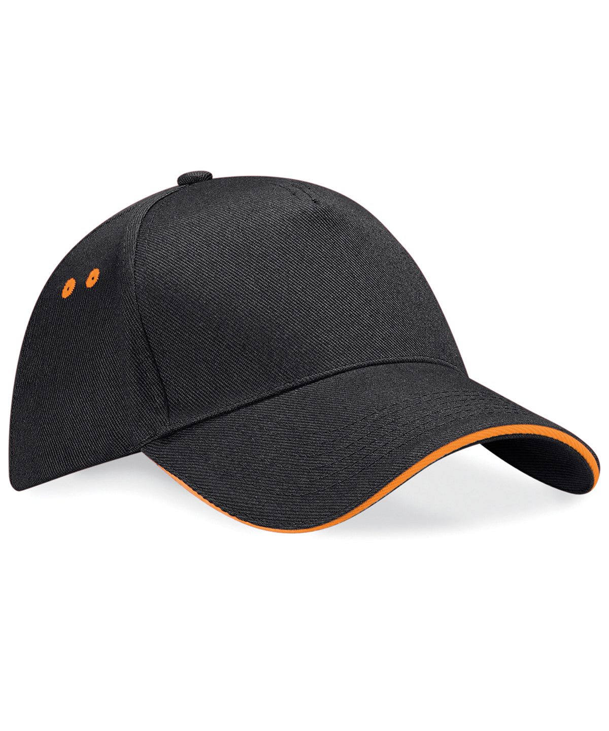 Beechfield - Casquette Ultimate 5 panneaux - Visière sandwich - Noir/Orange - Ajoutez votre design/logo