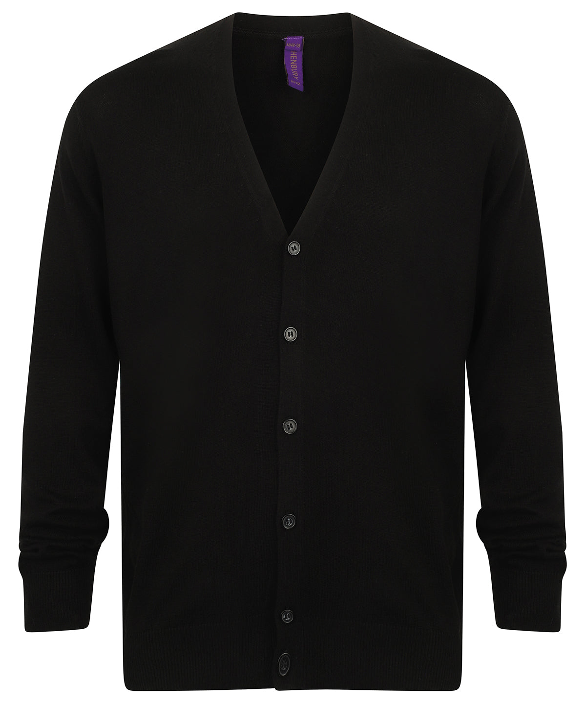 Henbury - V-button cardigan - Black - Add Your Design/Logo