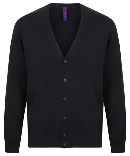 Henbury - V-button cardigan - Navy - Add Your Design/Logo