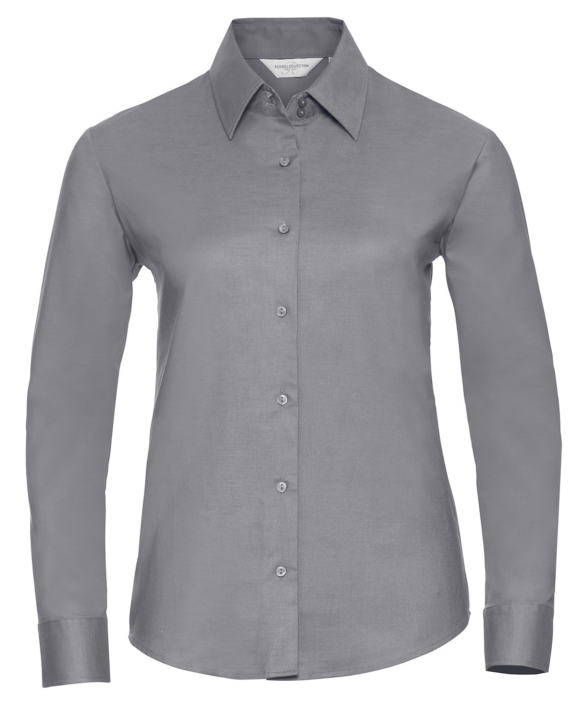 Russell Collection - Women's long sleeve easycare Oxford shirt - Silver - Add Your Design/Logo