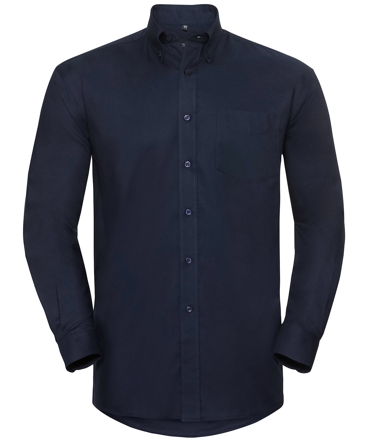 Collection Russell - Chemise Oxford à manches longues facile d'entretien - Bleu marine vif - Ajoutez votre design/logo