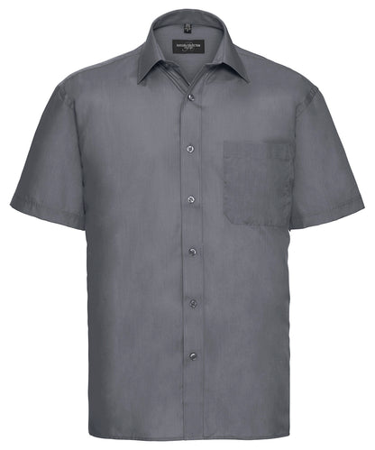 Collection Russell - Chemise à manches courtes en popeline polycoton facile d'entretien - Gris Convoy - Ajoutez votre design/logo