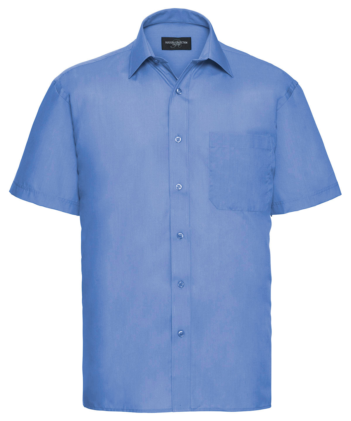 Collection Russell - Chemise à manches courtes en popeline polycoton facile d'entretien - Bleu Corporate - Ajoutez votre design/logo