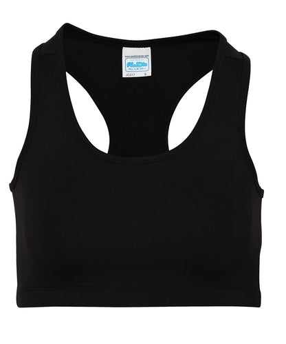 AWDis Just Cool – Cooles Sport-Crop-Top für Damen – Tiefschwarz – Fügen Sie Ihr Design/Logo hinzu