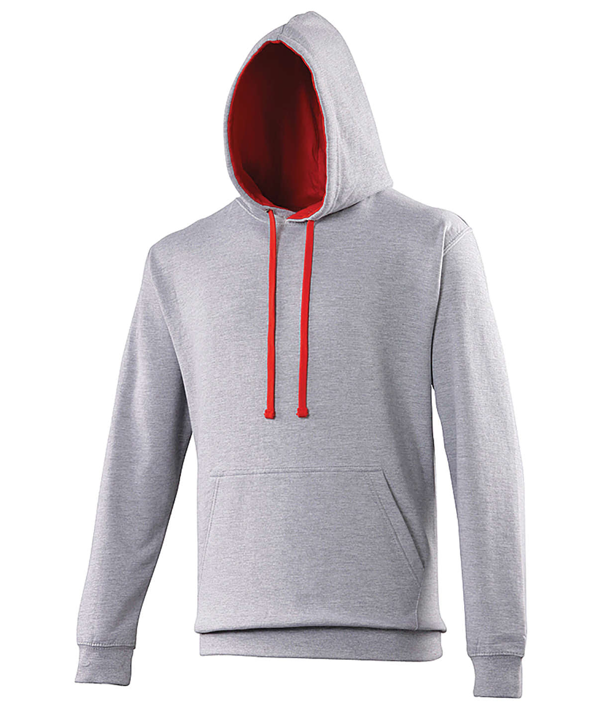 AWDis Just Hoods - College-Hoodie - Heather Grey/Fire Red - Fügen Sie Ihr Design/Logo hinzu