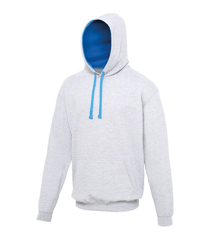 AWDis Just Hoods - Sweat à capuche universitaire - Gris chiné/Bleu saphir - Ajoutez votre design/logo