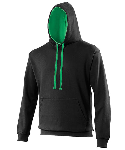 AWDis Just Hoods – College-Hoodie – Tiefschwarz/Kellygrün – Fügen Sie Ihr Design/Logo hinzu