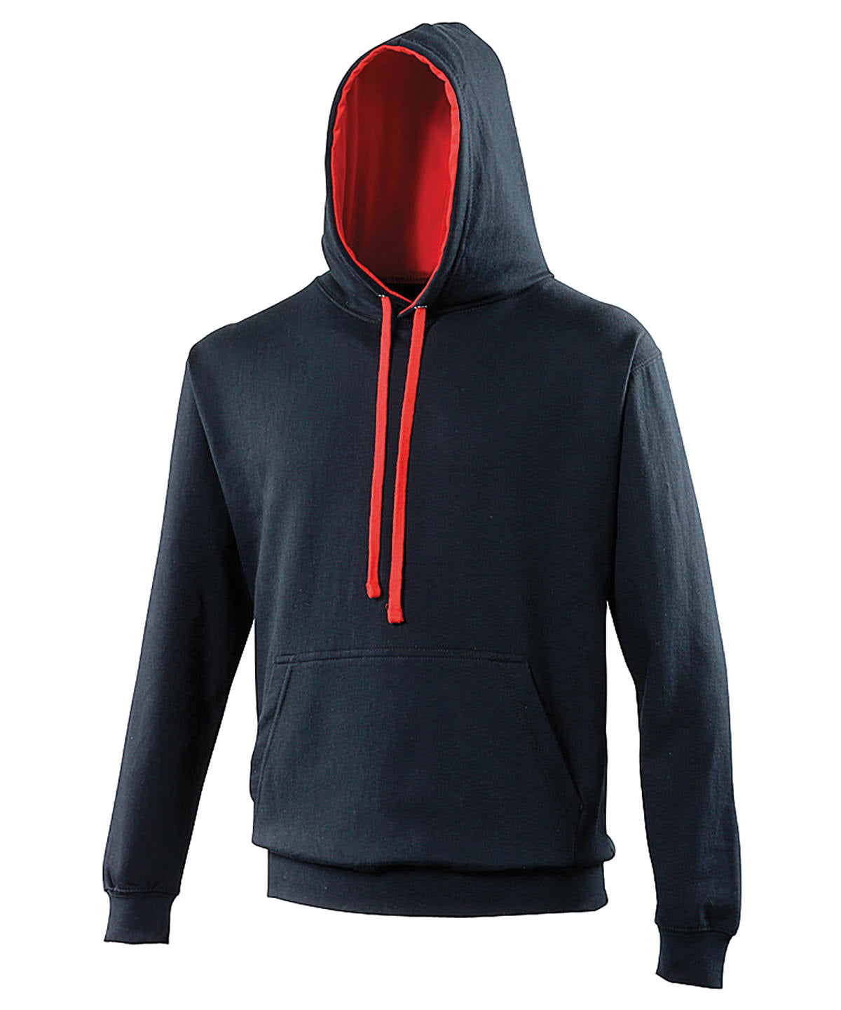 AWDis Just Hoods – College-Kapuzenpullover – New French Navy/Fire Red – Fügen Sie Ihr Design/Logo hinzu