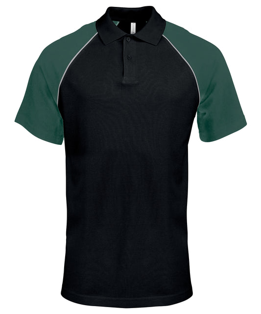 Kariban - Polo baseball contrast polo shirt - Black/Light Grey/Green - Add Your Design/Logo