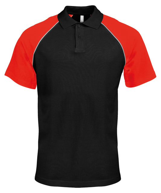 Kariban - Polo baseball contrast polo shirt - Black/Light Grey/Red - Add Your Design/Logo