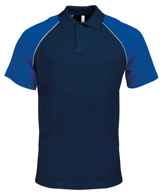 Kariban - Polo baseball contrast polo shirt - Navy/Light Grey/Royal - Add Your Design/Logo