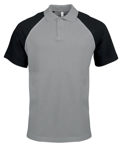 Kariban - Polo Baseball Kontrast Poloshirt - Schiefergrau/Hellgrau/Schwarz - Fügen Sie Ihr Design/Logo hinzu