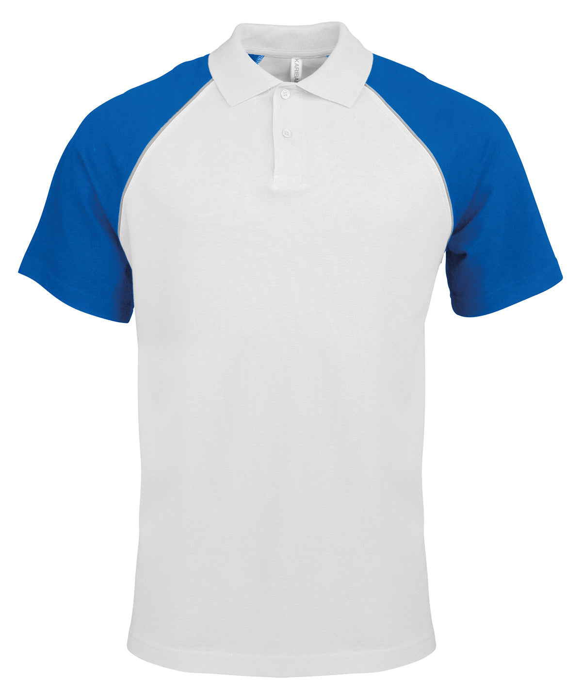 Kariban - Polo Baseball Kontrast Poloshirt - Weiß/Hellgrau/Royalblau - Fügen Sie Ihr Design/Logo hinzu