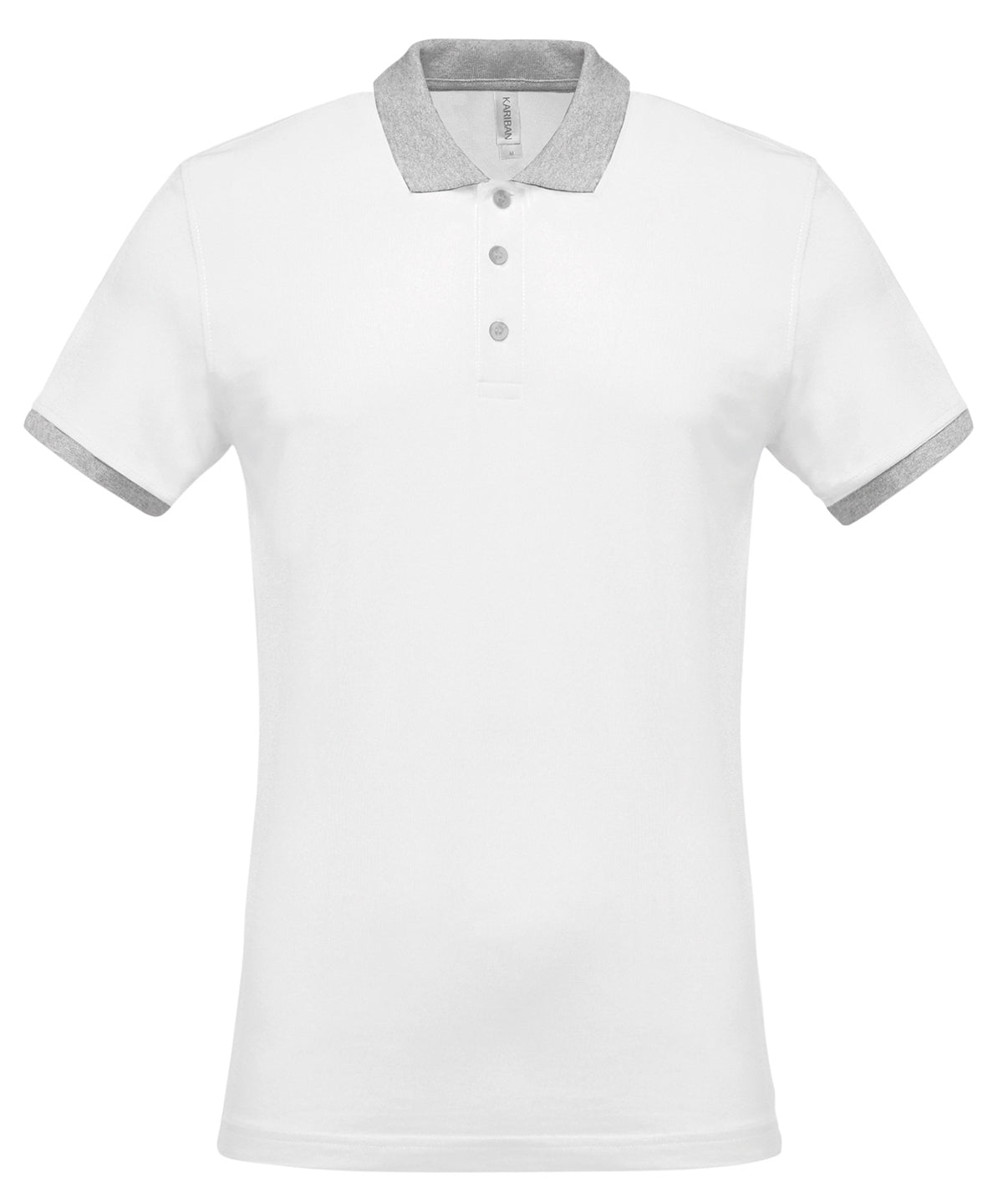 Kariban - Polo piqué bicolore - Blanc/Gris Oxford - Ajoutez votre design/logo