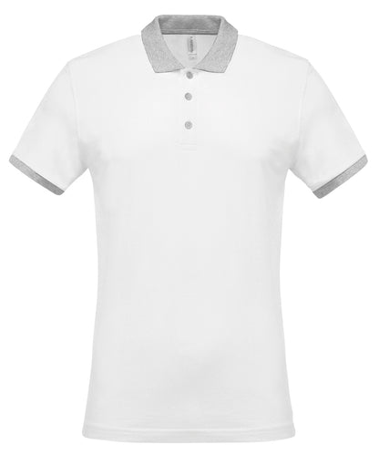 Kariban - Polo piqué bicolore - Blanc/Gris Oxford - Ajoutez votre design/logo