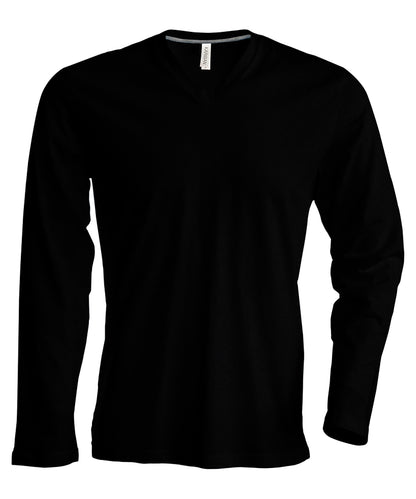 Kariban - Herren Langarm-T-Shirt mit V-Ausschnitt - Schwarz - Fügen Sie Ihr Design/Logo hinzu