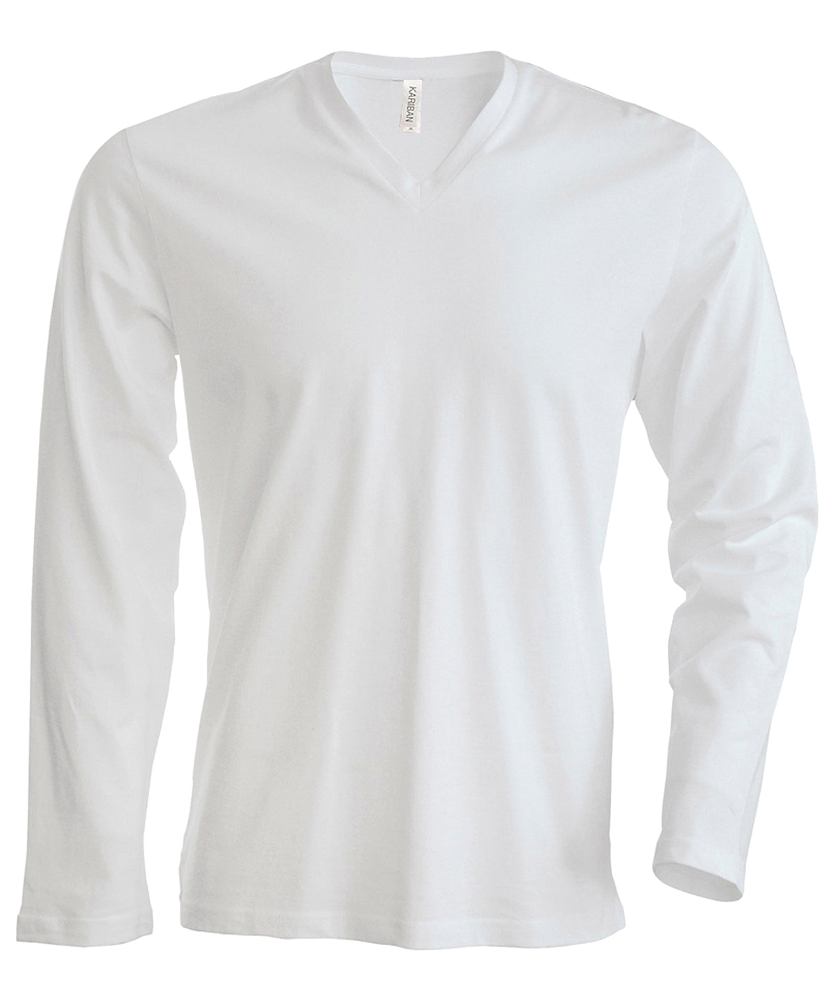 Kariban - T-shirt homme manches longues col V - Blanc - Ajoutez votre design/logo