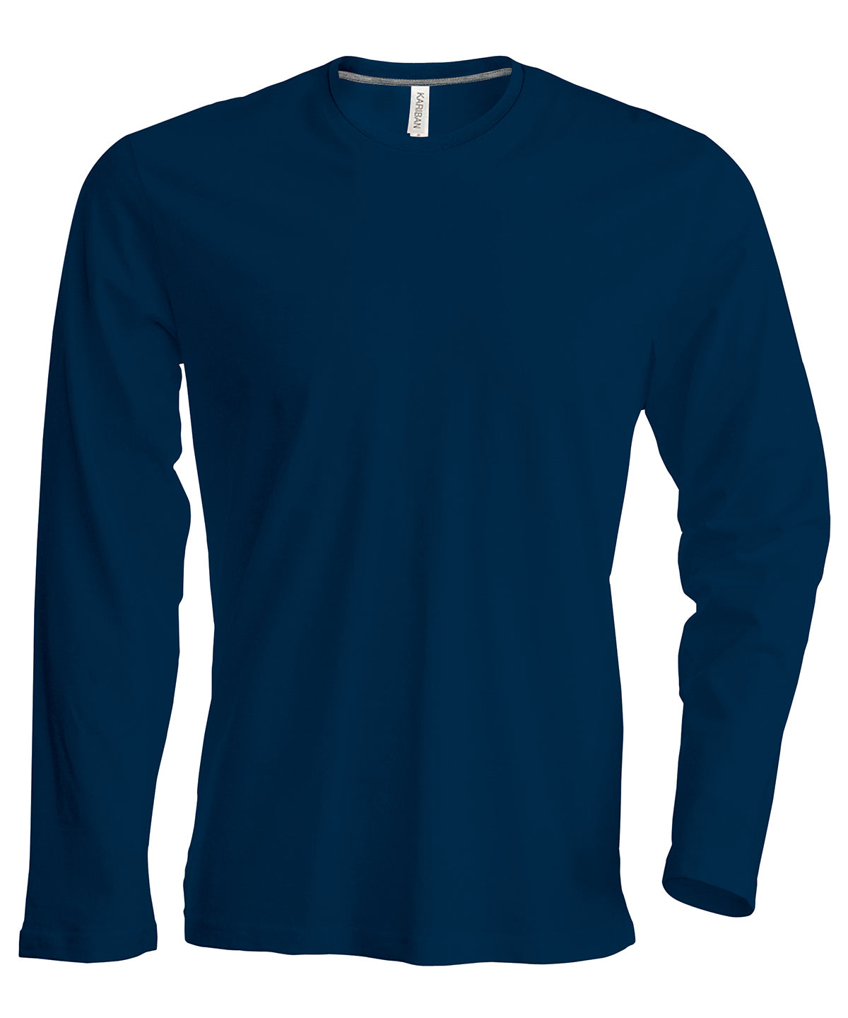 Kariban - T-shirt ras du cou à manches longues pour homme - Bleu marine - Ajoutez votre logo