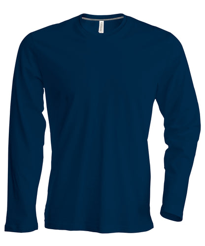 Kariban - T-shirt ras du cou à manches longues pour homme - Bleu marine - Ajoutez votre logo