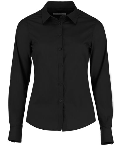 Kustom Kit - Chemise popeline manches longues femme - Noir - Ajoutez votre design/logo