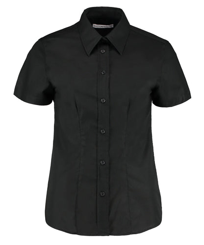 Kit Kustom - Chemisier Oxford femme à manches courtes (coupe ajustée) - Noir - Ajoutez votre design/logo