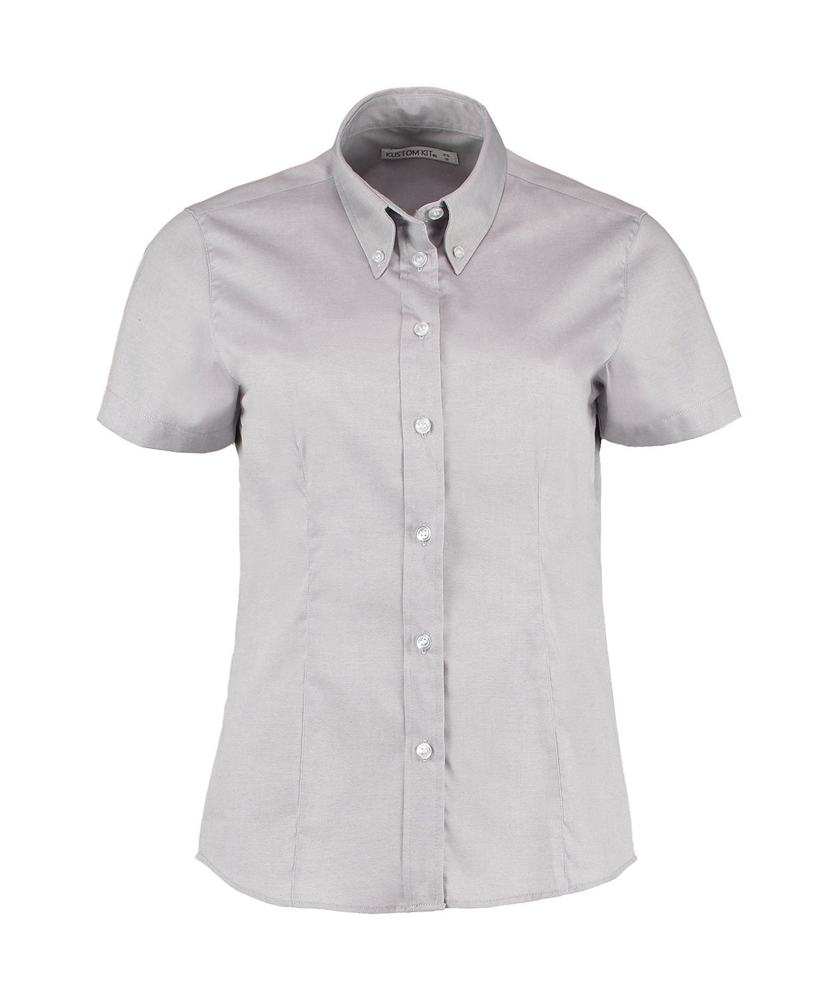 Kit Kustom - Chemisier Oxford femme à manches courtes (coupe ajustée) - Gris argenté - Ajoutez votre design/logo