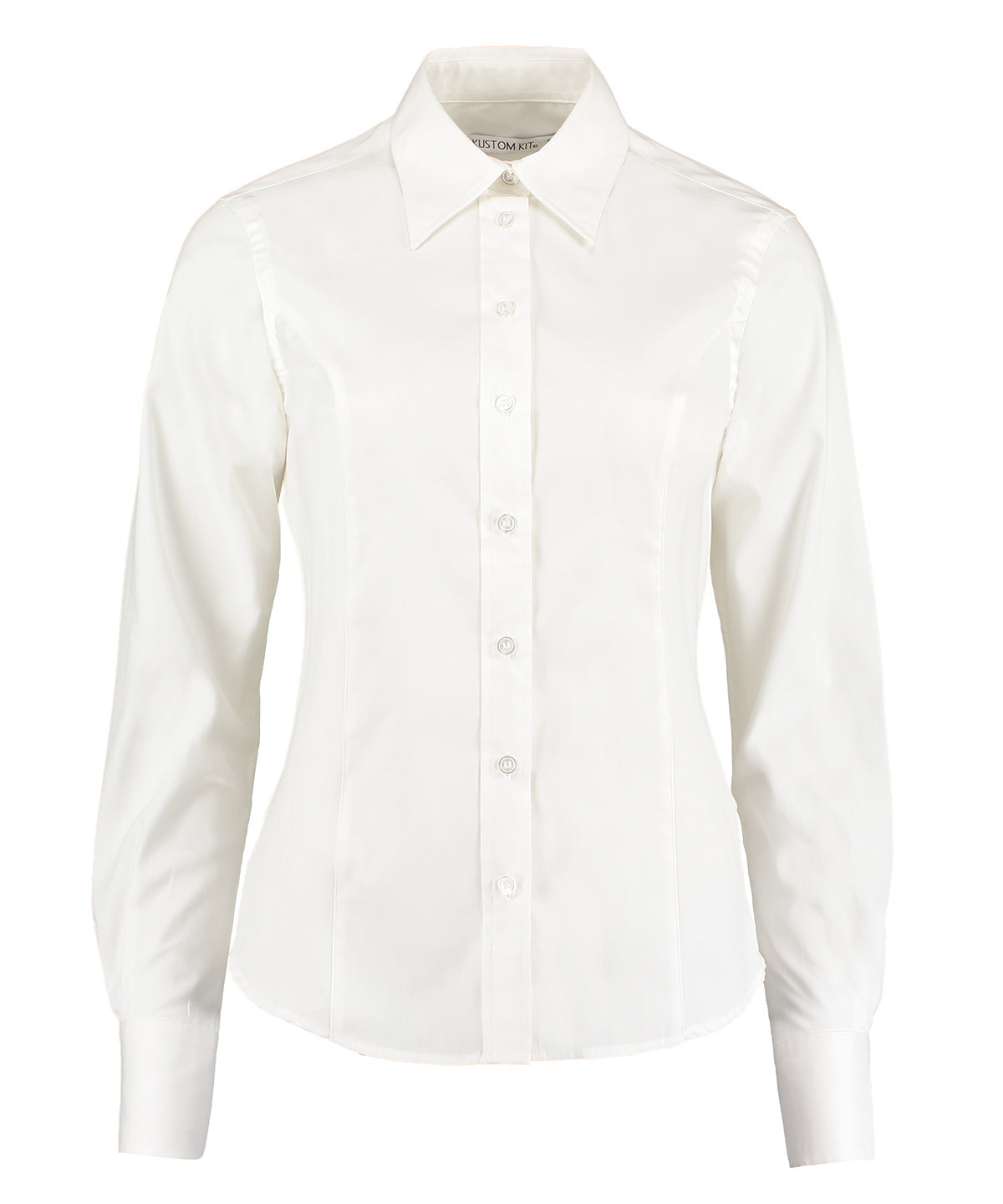 Kit Kustom - Chemisier Oxford femme à manches longues (coupe ajustée) - Blanc - Ajoutez votre design/logo