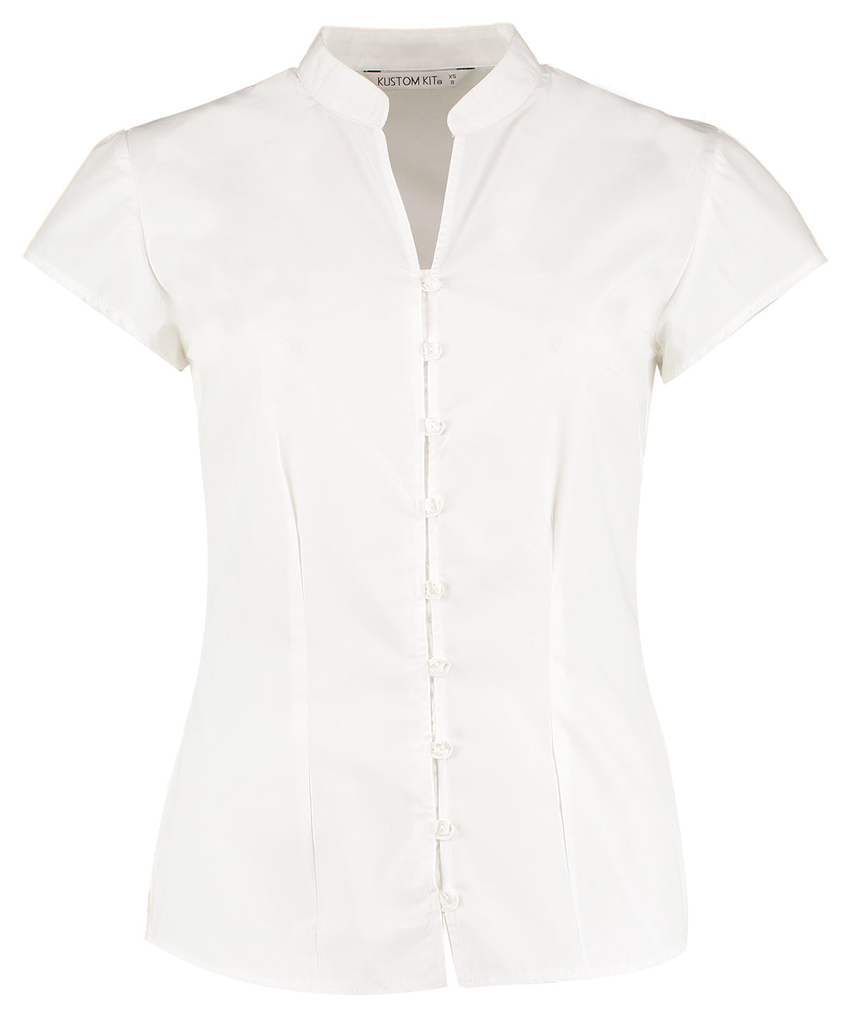 Kit Kustom - Chemisier continental femme col mao mancherons (coupe ajustée) - Blanc - Ajoutez votre design/logo