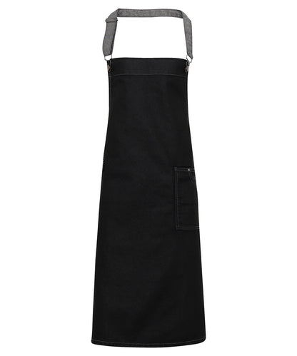 District waxed-look denim bib apron