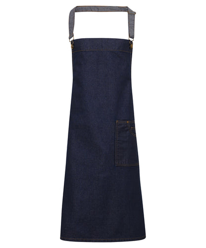 District waxed-look denim bib apron