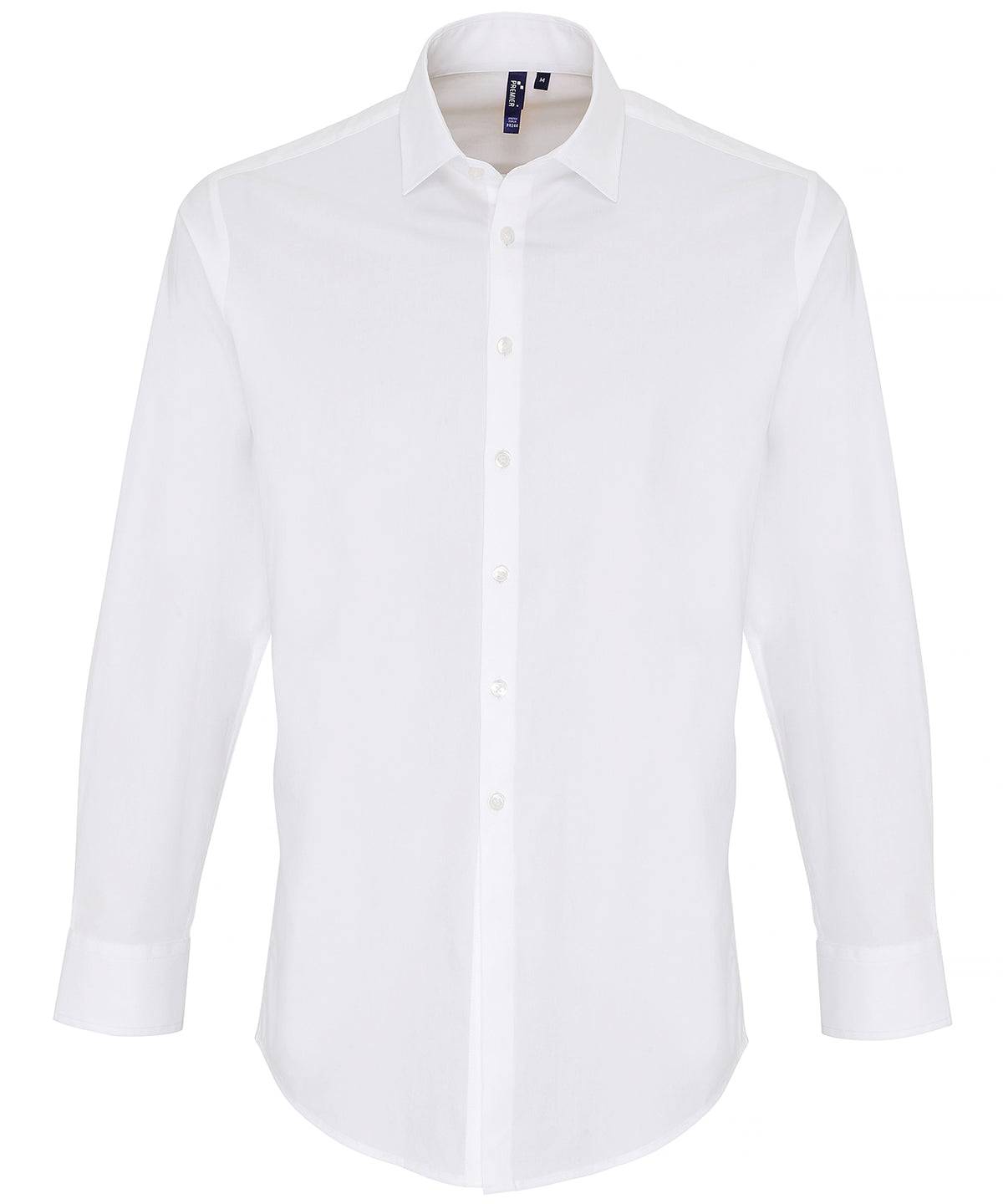 Stretch fit cotton poplin long sleeve shirt