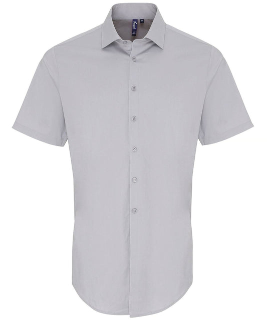 Stretch fit cotton poplin short sleeve shirt