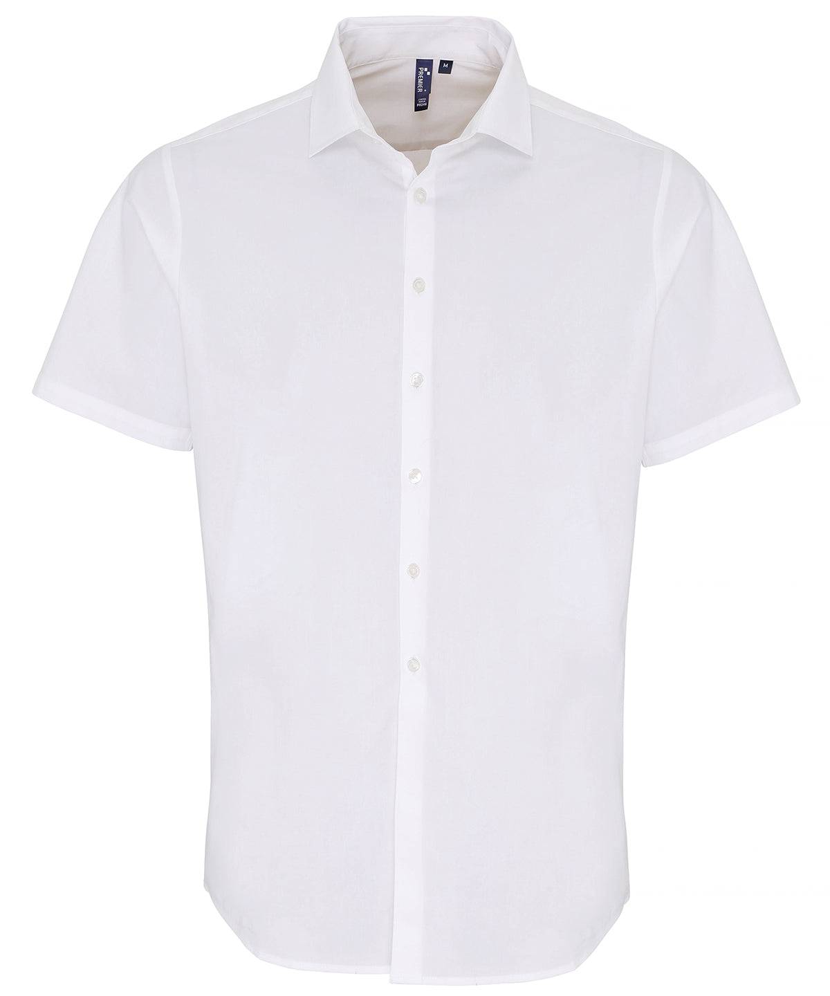 Stretch fit cotton poplin short sleeve shirt