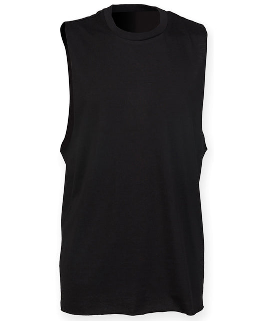 High neck slash armhole vest