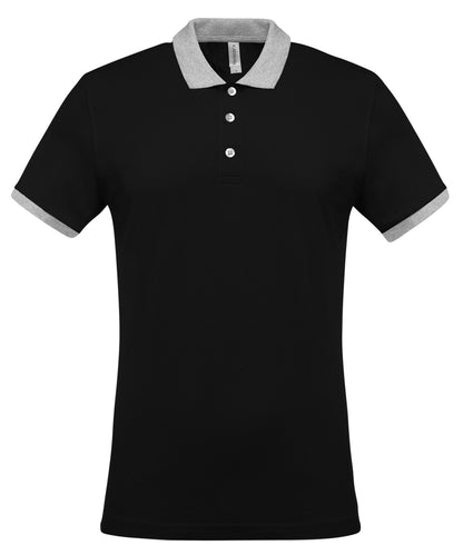 Kariban – Zweifarbiges Piqué-Poloshirt – Schwarz/Oxford-Grau – Fügen Sie Ihr Design/Logo hinzu