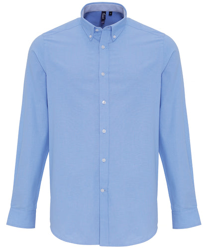 Premier - Chemise Oxford à rayures en coton majoritaire - Bleu Oxford - Ajoutez votre design/logo