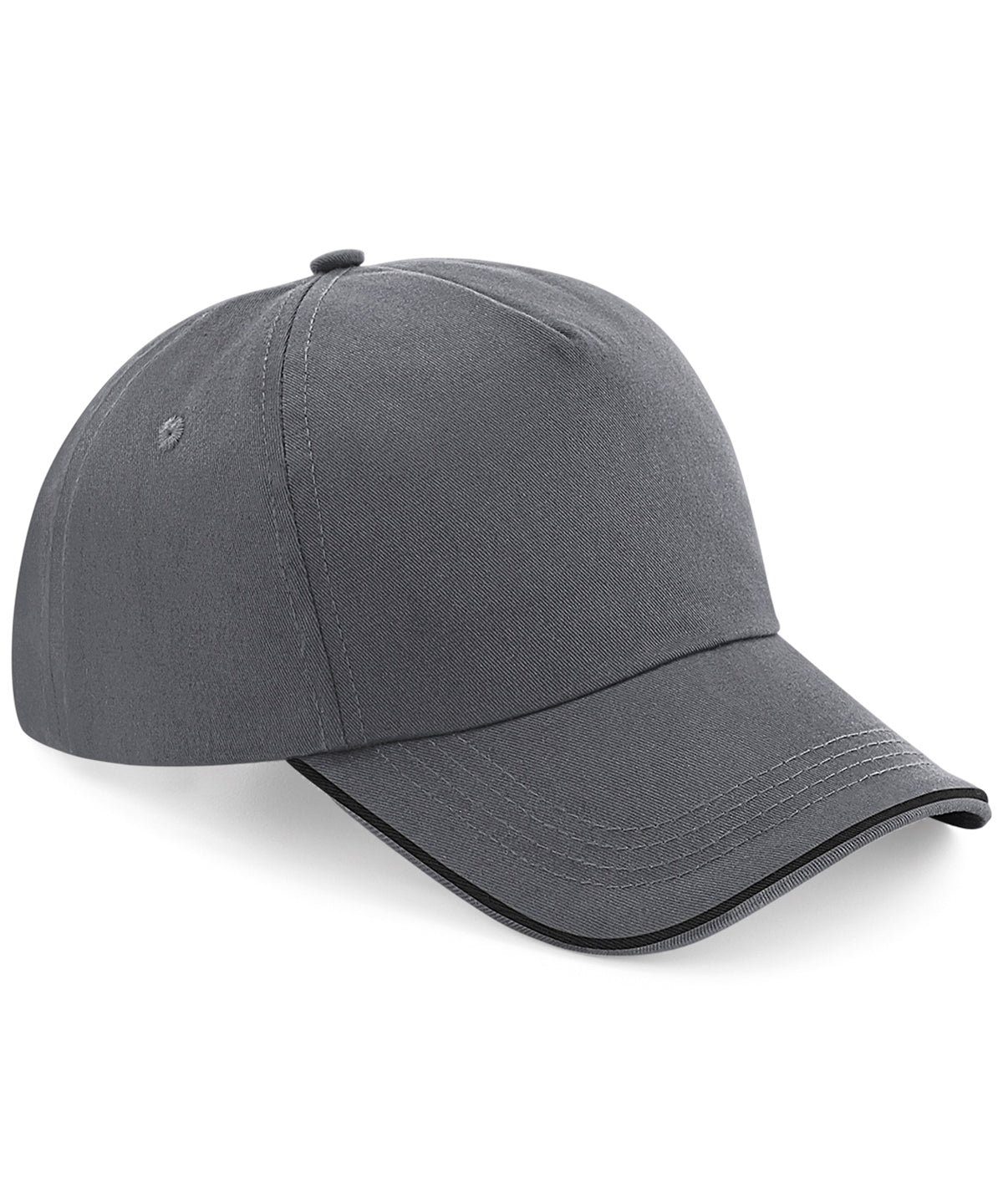 Beechfield - Authentic 5-panel cap - piped peak - Graphite Grey/Black - Add Your Design/Logo