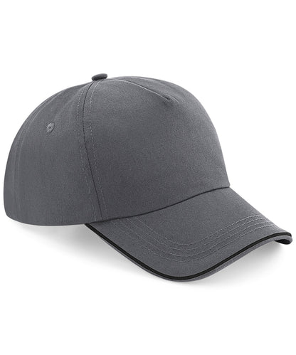 Beechfield - Authentic 5-panel cap - piped peak - Graphite Grey/Black - Add Your Design/Logo