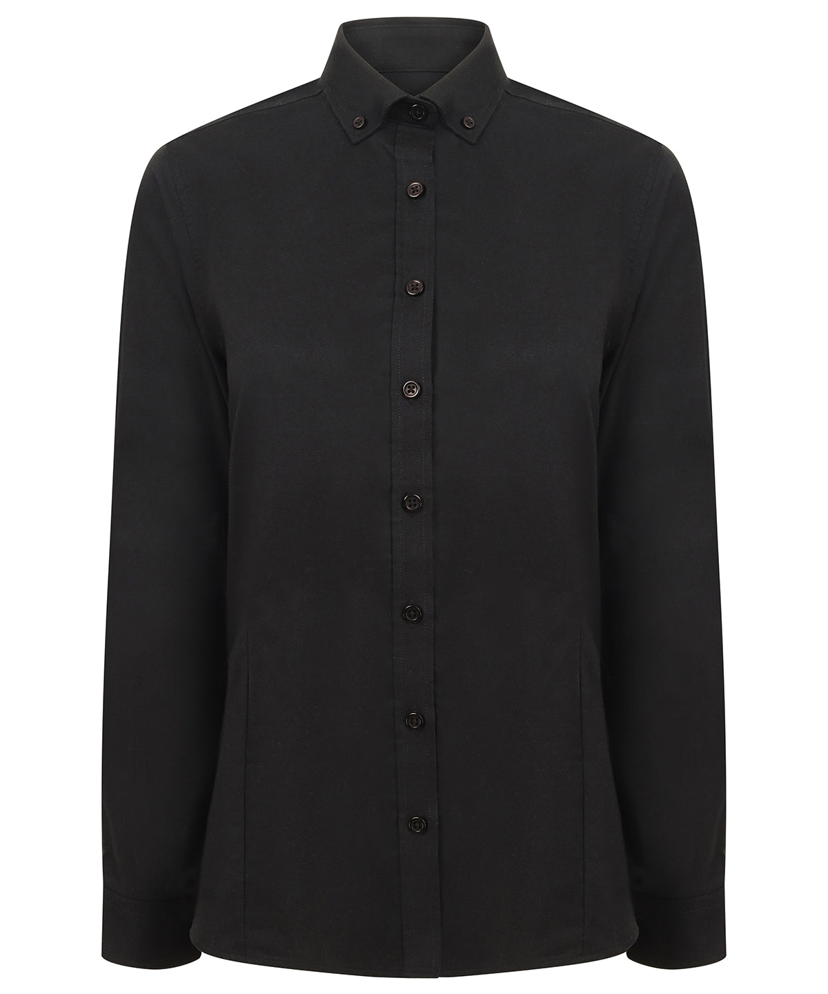 Henbury - Women's modern long sleeve Oxford shirt - Black - Add Your Design/Logo