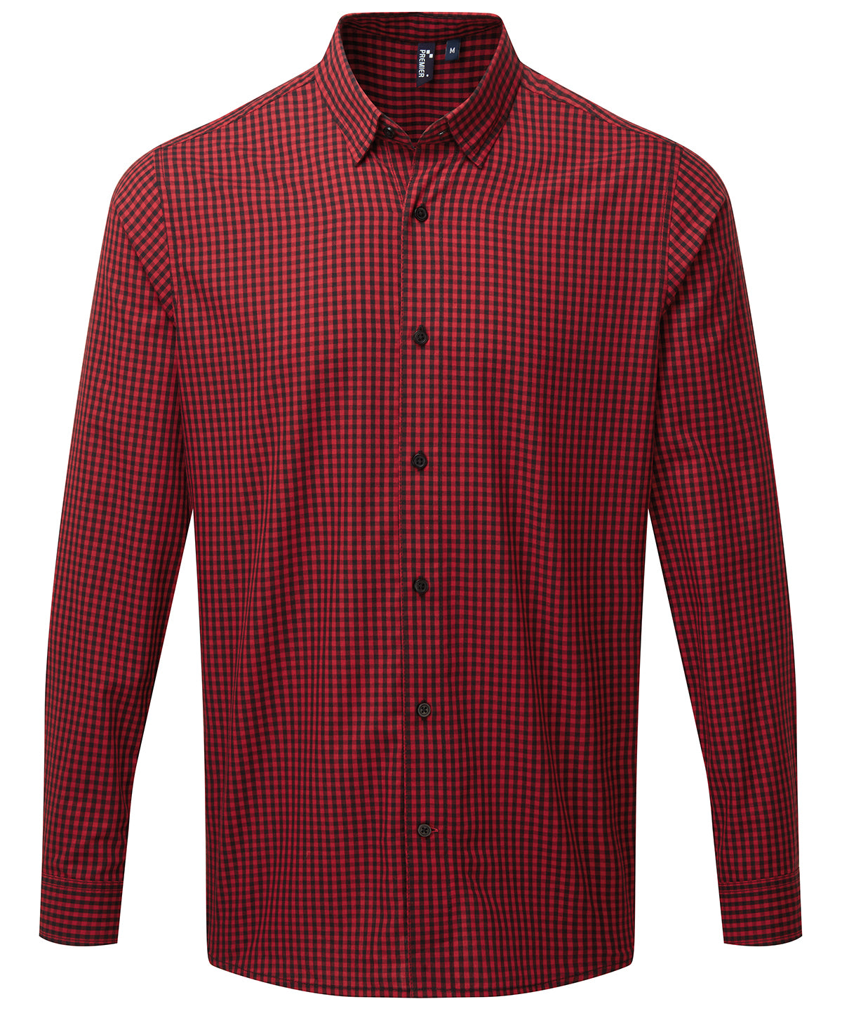 Premier - Chemise à manches longues à carreaux Maxton - Noir/Rouge - Ajoutez votre design/logo