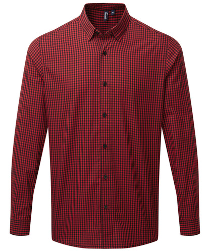 Premier - Chemise à manches longues à carreaux Maxton - Noir/Rouge - Ajoutez votre design/logo