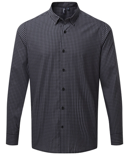 Premier - Chemise à manches longues à carreaux Maxton - Acier/Noir - Ajoutez votre design/logo