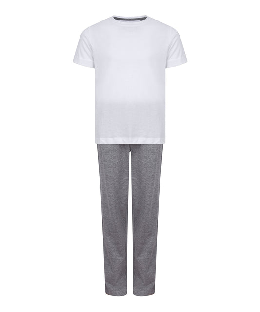 Towel City - Kids long pyjamas - White/Heather Grey - Add Your Design/Logo