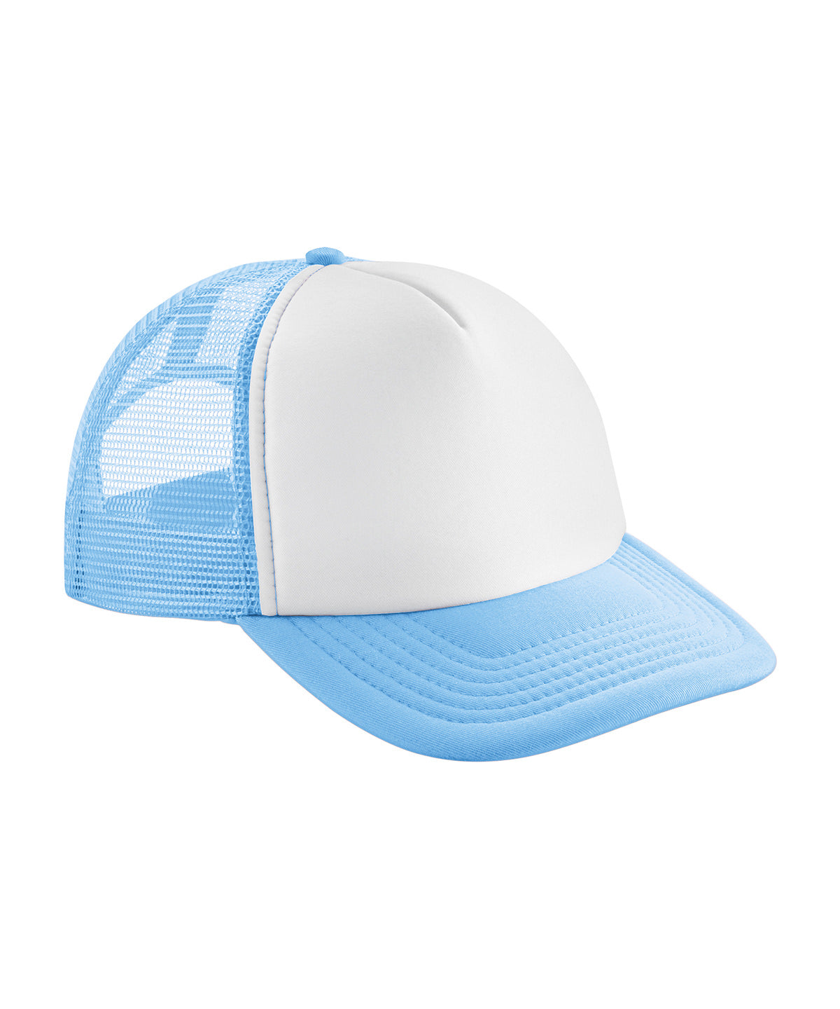 Personalisierter Vintage Snapback Trucker - Himmelblau/Weiß - Fügen Sie Ihr eigenes Logo oder Design hinzu - Fügen Sie Ihr Design/Logo hinzu
