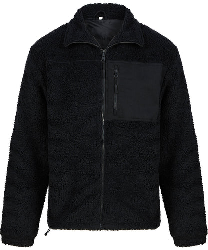 Front Row - Polaire sherpa recyclée - Noir - Ajoutez votre design/logo